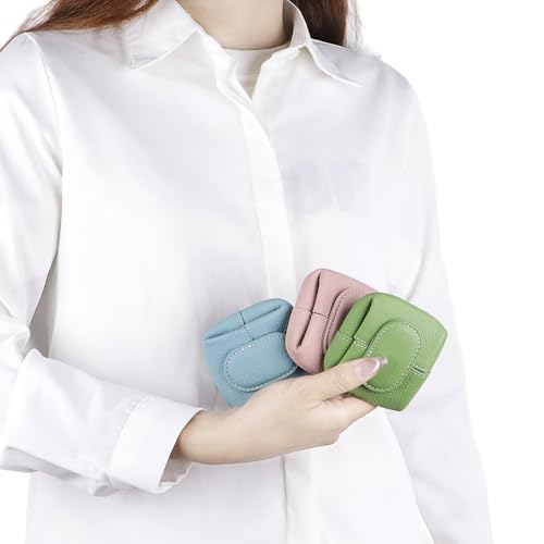 Royal Bagger Genuine Cowhide Leather Coin Purse for Women, Lychee Pattern Mini Change Pouch with Buckle Closure, Compact Accessory Bag 1603 (Grey) - color: Grey