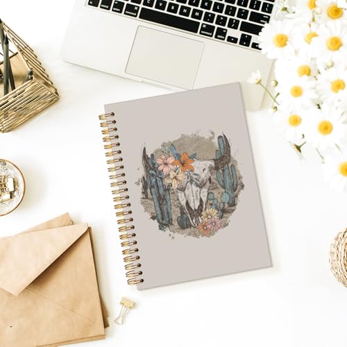 Wheatwin Western Spiral Notebook, Western Gifts for Women, Cowgirl Western Office School Supplies Journal, 5.5x8.3 Inch - color: Western cow skull - 2