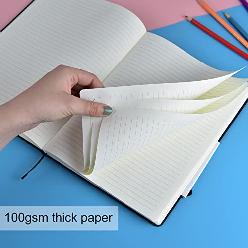 Coopay 2 Pack B5 Journal Notebooks Classic College Ruled Notebooks Hardcover Lined Journals for Office Home School Business Writing Note Taking, 10.2 x 7.5 inch, 100GSM Thick Paper, 160 Pages (Black) - color: Black