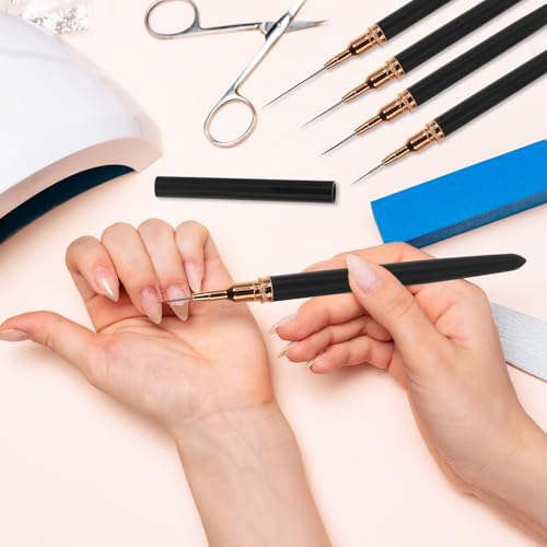15 - Piece Black Nail Art Liner Brush Set | Fine - Tip Brushes for Intricate Nail Designs - color: 3 Pcs - Black
