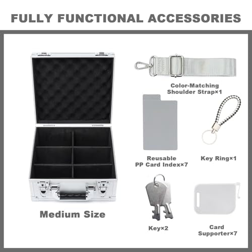 Collectable Trading Card Cases, Toploaders Storage Box, Magnetic Card Storage Hard Cabinet, Graded Card Storage Case, Sports & Trading Collector Storage Box (Silver) - color: Silver, size: Medium