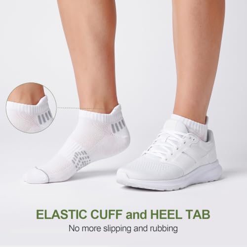 floconssy Ankle Socks for Women, Bamboo Viscose Cushioned Running Socks - color: 5 Pairs (2black+2white+1grey), size: 9-11