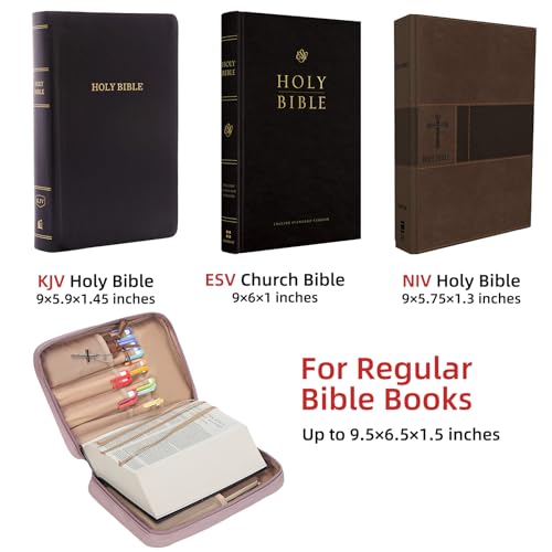 FINDCOZY Bible Cover for Women, Medium Carrying Case for Regular Bible - color: Peach Pink, size: Medium
