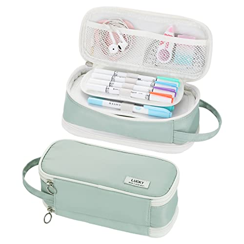 Dugio Large Pencil Case Organizer Big Pencil Bag for Girls Teens Green - color: B-Green