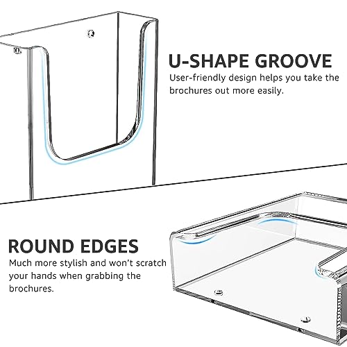 MaxGear Acrylic Brochure Holder Wall Mount, 6 Inch Wide, 3 Pack - size: 6"x9"