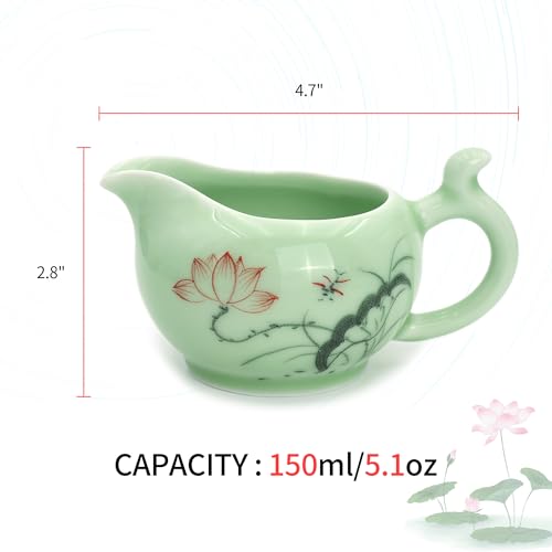 DELIFUR Celadon Handcrafted Porcelain Tea Set Lotus Theme Porcelain Tea Pot Covered Teacup Gongdao Cup From China (Gongdao mug) - style: Gongdao mug