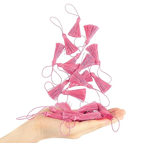 BEL AVENIR 45 pcs Mini Bookmark Tassels 3.75inch Silky Key Tassel-Pink - color: Pink