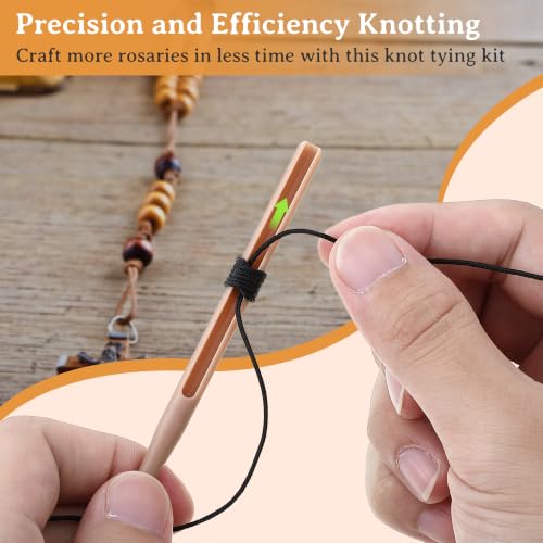 Dunkive 2 Pack Rosary Cord Knotting Tool, Dual Head,Brown - color: Brown