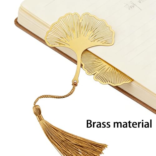 Metal Ginkgo Leaf Bookmark with Tassel - Metal Page Marker for Readers & Book Lovers, Elegant Gift for Women, Teens and Writers