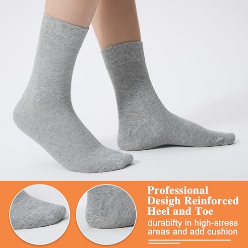 ATBITER Women Thin Cotton Crew Socks,Ankle Bootie Casual Dress Socks 6Pairs - color: 6 Pairs Grey, size: 5-9