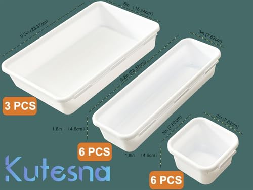 Kutesna 15PCS Interlocking Drawer Organizer, Plastic Desk Organizer Set - color: White, size: 15 pieces