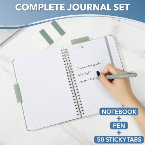 Mr. Pen- Graph Grid Spiral Journal Notebook Set, A5 (5.7" x 7.9"), 160 Page - color: Green