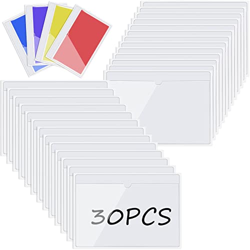 Chinco 30 Pcs Self Adhesive Clear Index Card Pockets,9.9 x 7 Inches - size: 9.9 x 7 Inches