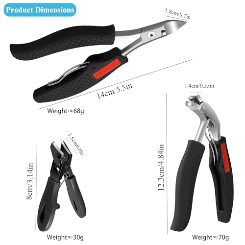 Toenail Clippers for Seniors Thick Toenails, Professional Large Toe Nail Cutter & Trimmer for Men and Women, Pedicure Knife Tools, Ingrown Toenail Removal Kit, Ultra Sharp Fingernail Clippers 8 Pcs