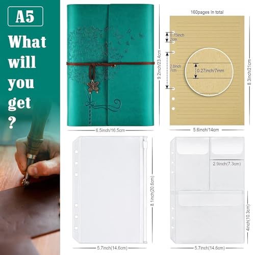 OMEYA Leather Journal Notebook, Refillable Writing Journal Diary Planner，Gifts For Women,Men, Girls, Sister, Friends (Blue, A5-9.3''×6.3'') (Pack of 2) - color: Blue, size: A5-9.3''×6.3'' (Pack of 2)