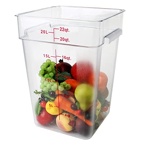 Tiger Chef 22 Quart Commercial Grade Clear Food Storage Square Polycarbonate Containers with Blue Lids (4 Pack) - style: 22 Quart