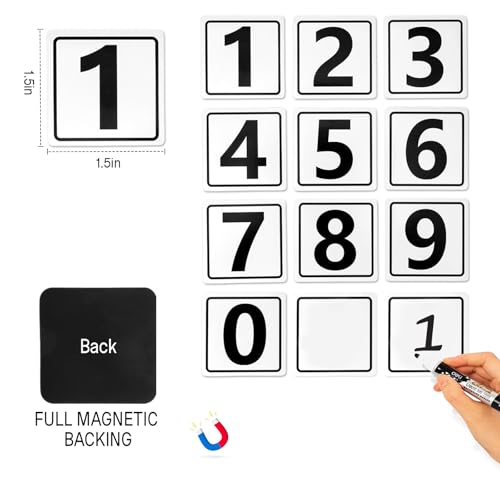 1~10 Number Magnets, Educational Magnetic Number(Small Size Magnet Numbers 20 Pieces+2 Backup Blank Magnets, 1.5x1.5) - color: Numbers Black, size: Square 1.5x1.5"