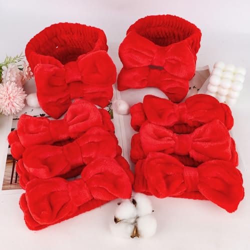 10 Pack Red Valentine Soft Spa Headbands Bulk for Women Girls - color: Red
