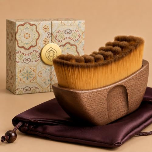 Lymphatic Contour Face Brush for Drainage, Wooden Dry Brush, Gift Box Set - color: Single Brush