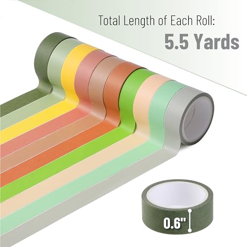 Mr. Pen- Washi Tape Set, 10 Rolls, 5.5 Yards/Roll, Washi Tape for Scrapbook - color: Earthy Tones