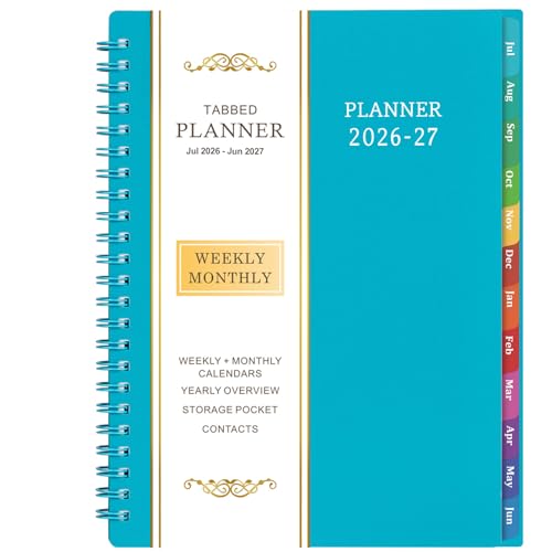 2026-2027 Planner - Planner 2026-2027, Weekly and Monthly Planner with Tabs, July 2026 - June 2027, 6.25" × 8.3", Strong Twin-Wire Binding - color: Green