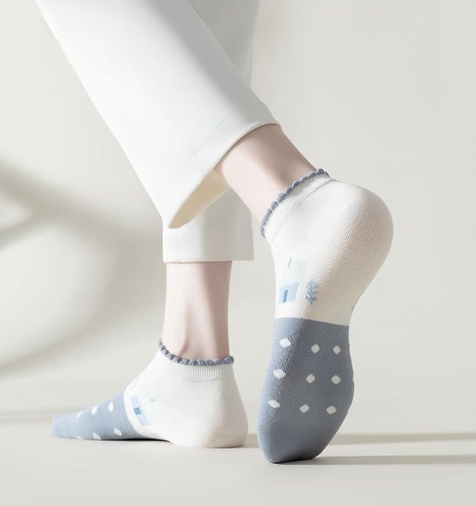 Cute Animals/Flowers Patterned Ankle Socks for Women - color: 10 Pairs-dog+bunny