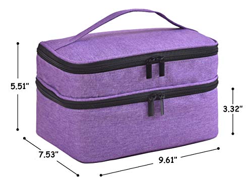 Nail Polish Organizer- Holds 30 Bottles Nail Supply Organizers and Storage Double-layer Nail Bag Organizer Case Nail varnish Organizer Nail Polish Storage Bag with Handle(Purple) - color: Purple