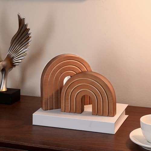 DoubleFill Set of 2 Wooden Rainbow Arch Boho Shelf Decor for Table