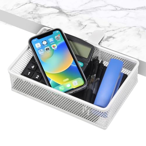 Under Desk Drawer, Clamp on Desk Organizer Under Table Hanging Desk Storage - style: White - Small