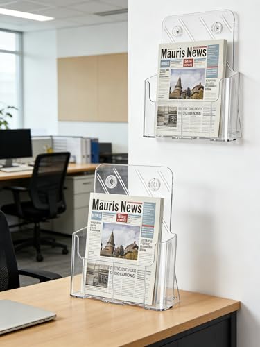 Gawerk 2 Pack Acrylic Brochure Holder 8.5 x 11 inches for Desk or Wall Mount, Clear Flyer Display Stand Plastic Table Stand Sign Literature Holder for Magazines, Menus, Pamphlets, Booklets, Documents - color: Clear 2 Pack