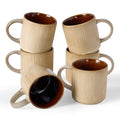 famiware Coffee Mug Set of 6, Star 12 oz Ceramic Mugs Cups Set with Handle - color: Star-Cream Cocoa, size: 6 Count (Pack of 1)