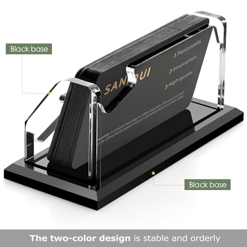 SANRUI Acrylic Black Business Card Holder Clear Desk Display Stand 1 Slot