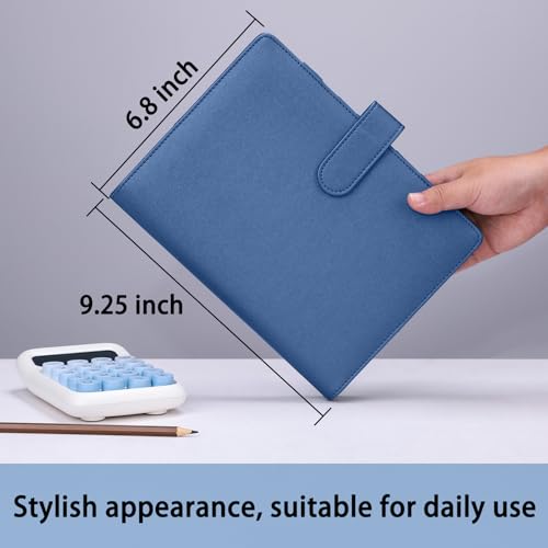 Antner A5 Binder 6 Ring Refillable Notebook Budget Planner Cover for Cash Organizer, PU Leather Loose Leaf Kpop Photocard Holder Small Binder for A5 Planner Inserts with Magnetic Buckle, Glitter Blue - color: Glitter Blue
