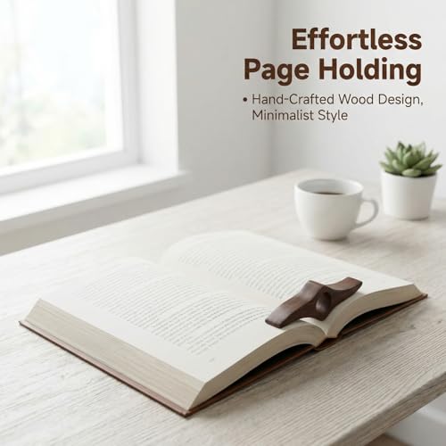 1 Pc Wooden Page Holder, Thumb Page Holder, Reading Accessories, Book Clip for Hands-Free Use, Ideal for Book Lovers & Daily Reading(Medium) - size: Medium