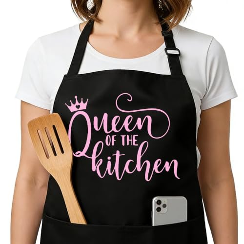 Funny Apron for Men Women,Humorous Kitchen Apron- Grilling Cooking BBQ Accessories, Gift for Dad Husband - color: Queen of the Kitchen