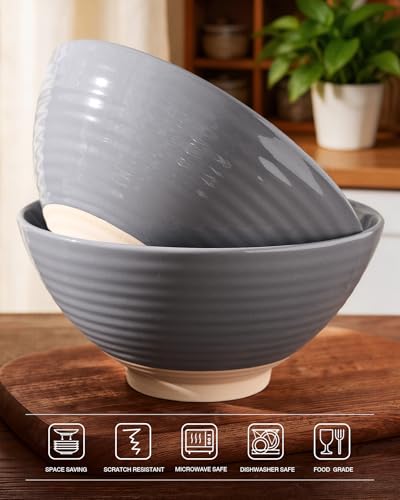 famiware Milkyway 54 oz Large Ramen Bowls Set of 2, Dark Gray - color: Dark Gray