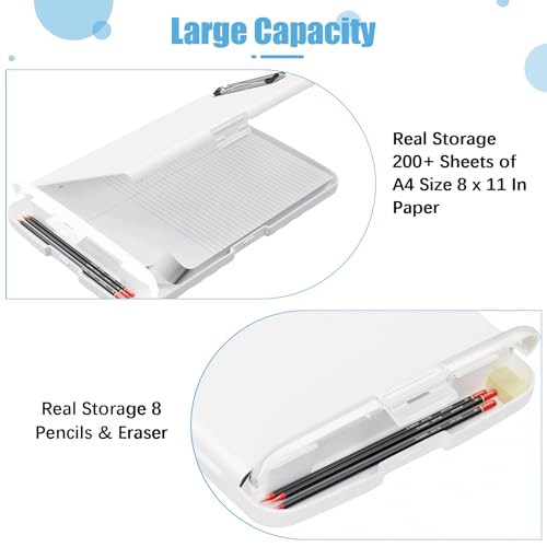 Hongri Clipboard with Storage with Pencil Case, 8.5 x 11 Storage Clip Board - color: White