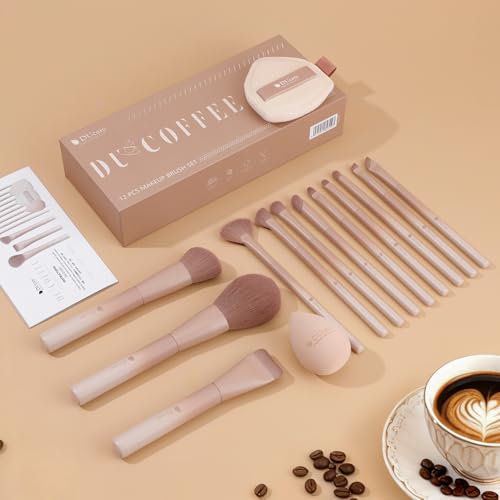 DUcare 14pcs Makeup Brushes Set,12Pcs Makeup Brush set with 2pcs Makeup Sponges Foundation Blending Face Powder Blush Eye Shadows Brushes - color: 12pcs