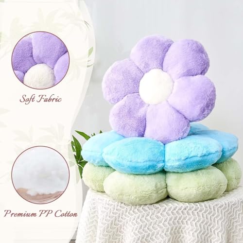 Kcvvcr Lavender Flower Pillow, Cute Decorative Flower Shaped Throw Pillow with Faux Rabbit Fur, 19.6" Soft Flower Plush Throw Pillow Floor Pillows Room Décor for Bedroom Living Room - color: Lavender, size: 19.6 Inch