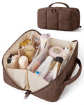 BAGSMART Easy-Access Makeup Bag, Water-Resistant Travel Toiletry Organizer - color: Chocolate Brown