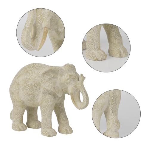 Guichifun Elephant Statue Decor, Cream, 7.25 x 3.25 x 5.75 Inch - color: Cream-elephant