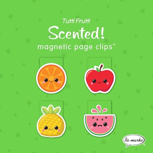 Re-marks Scented Tutti Frutti and Cherry Pie Magnetic Page Clips, 2 Sets of 4 Page Clips, 8 Clips Total