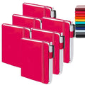 feela 6 Pack Pocket Small Notebooks Bulk, Mini Cute Memo Notepads Hardcover College Ruled Lined Journals with Pen Holder for Women Girls Office School, with 6 Black Pens, 3.5”x 5.5”, A6, Berry - color: A6 6 Berry