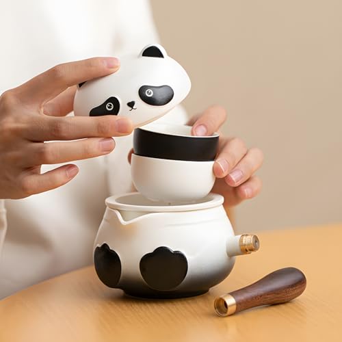 TBACW Chinese Gongfu Travel Tea Set (Panda Design) - color: Panda 1 Pot 2 Cups