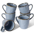 famiware Coffee Mug Set of 6, Ocean Round 11.5oz Coffee Cup Set with Handle - color: Ocean Round-Blue, size: 6pcs