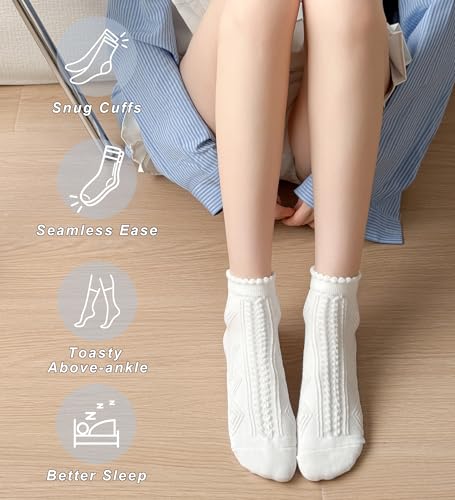 SIONCY 10 Pairs Ruffle Socks Women Cute Cotton Ankle Socks Casual Frilly Sock, Breathable, Low Cut Size 5-10 - color: 10 Pairs - Multicolorb