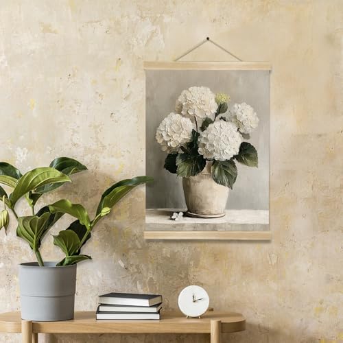 You found a duck Vintage White Hydrangea Poster Wall Art Decor,Retro Hydrangea Wall Art,Flowers Linen Hanging Poster for Bedroom Living Room Office, Farmhouse18.5X14inch (HD013) - color: HD013