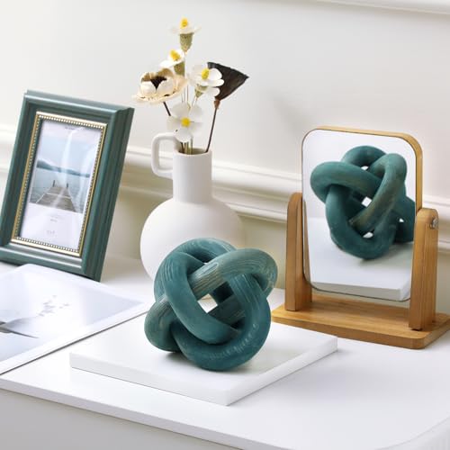 Yalikop 3 Link Wood Knot Decor Rustic Table Shelf Accents, Blue - color: Blue