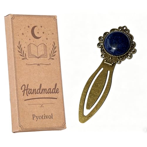 1Pcs Vintage Blue Jade Bookmark with Natural Crystal Stone - Fantasy Metal Blue Jade Bookmark for Reading Women, Men, Book Lovers, Girls and Teachers Bookmarks - color: Blue Jade