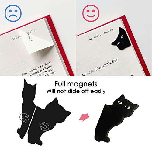 Magnetic Bookmarks - 6 Pieces Assorted Cute Book Markers Clip Set for Teachers Students Book Lovers Reading, for School Office Home Supplies, Kawaii Cat Magnet Page Markers - style: C